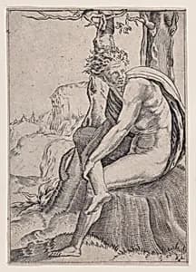 Seated Youth by Agostino Veneziano (Agostino dei Musi)