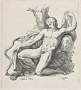 Serpent Attacking a Naked Man by Raphael (Raffaello Sanzio or Santi)|Thomas Rowlandson