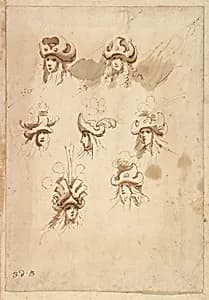 Seven Designs for Hats. by Baccio del Bianco