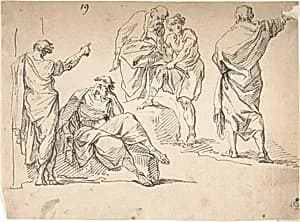 Sheet of Male Figure Studies by Anonymous, French, 18th century