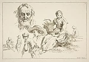 Sheet of Sketches by François Boucher|Abraham Bloemaert