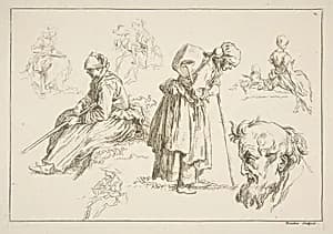Sheet of Sketches by François Boucher|Abraham Bloemaert