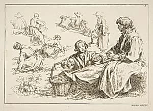Sheet of Sketches by François Boucher|Abraham Bloemaert