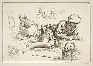 Sheet of Sketches by François Boucher|Abraham Bloemaert