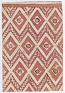 Sheet with red diamond and zigzag pattern by Anonymous