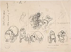 Sheet with various peasants by Félicien Rops