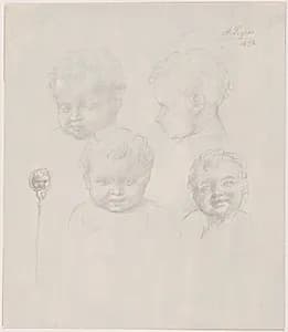Sketch for Children's Heads by Alphonse Legros