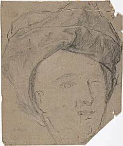 Sketch of Man in Turban by Anonymous, French, 18th century
