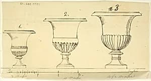 Sketch of Three Vases by John Gibson