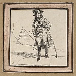 Soldier leaning on his sword