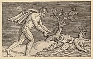 Speculum Romanae Magnificentiae: Naked Man Pursuing a Naiad by Marco Dente|Antonio Salamanca
