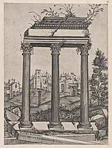 Speculum Romanae Magnificentiae: Temple of Antoninus and Faustina by Agostino Veneziano (Agostino dei Musi)|Antonio Salamanca