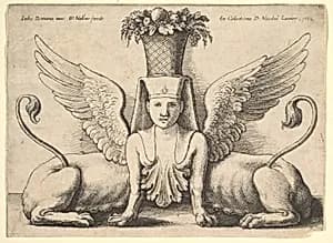 Sphinx with Two Bodies by Giulio Romano|Wenceslaus Hollar