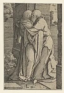 St. Joachim Embracing St. Anna by Lucas van Leyden
