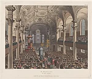 St. Martin's in the Fields by Thomas Rowlandson|Rudolph Ackermann, London|Auguste Charles Pugin|Joseph Constantine Stadler
