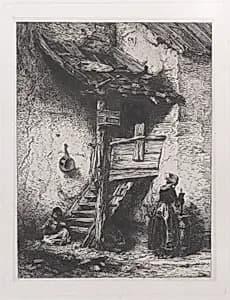 Stairs and Woman Churning by Charles Jacque