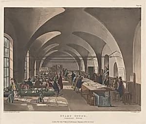 Stamp Office, Sommerset House by Rudolph Ackermann, London|Joseph Constantine Stadler|Auguste Charles Pugin|Thomas Rowlandson