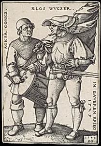 Standard Bearer and Drummer by Sebald Beham
