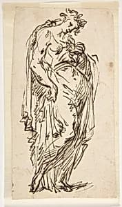 Standing Draped Female Figure by Micco Spadaro (Domenico Gargiulo)