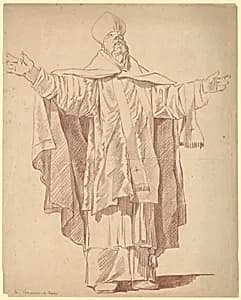 Standing Ecclesiastic With Arms Upraised by Anicet Charles Gabriel Lemonnier