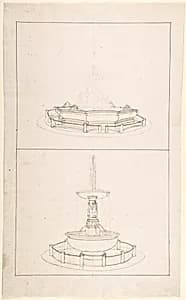 Studies for Two Large Fountains by Anonymous, Italian, 18th to 19th century