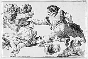 Studies of Dwarfs and Dogs by Giovanni Domenico Tiepolo|Giovanni Battista Tiepolo