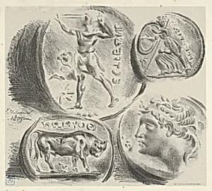 Studies of Four Greek Coins by Eugène Delacroix