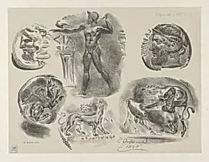 Studies of Six Greek Coins by Eugène Delacroix