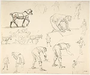 Studies of Soldiers and Cart Horses by Isidore Pils