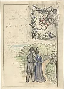 Study for a Birth Announcement by Anonymous, German, 19th century