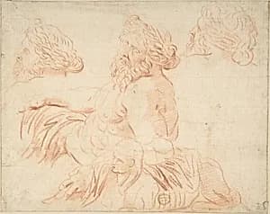 Study from a Statue of a River God by Anonymous, Italian, Roman-Bolognese, 17th century