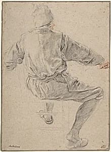 Study of a Seated Peasant by Cornelis Dusart