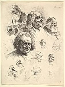 Study of Thirteen Heads by Jean Jacques de Boissieu