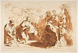 The Adoration of the Shepherds by Francesco Bartolozzi|Giovanni Benedetto Castiglione (Il Grechetto)