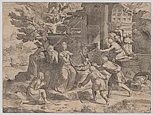 The Adoration of the Shepherds by Cornelis Cort|Polidoro da Caravaggio