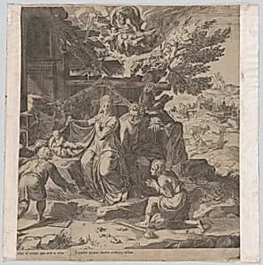 The Adoration of the Shepherds by Cornelis Cort|Polidoro da Caravaggio