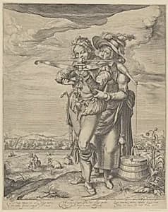 The Archer and the Milkmaid by Jacques de Gheyn II|Andries Stock|Nicolaes de Clerck