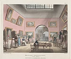 The British Institution, Pall Mall by Auguste Charles Pugin|Rudolph Ackermann, London|Thomas Rowlandson|John Bluck