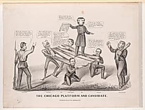 The Chicago Platform and Candidate by Fernando Wood|Louis Maurer|General George B. McClellan|Jefferson Davis|Clement Laird Vallandigham|Currier & Ives