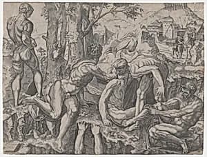 The Climbers by Agostino Veneziano (Agostino dei Musi)|Michelangelo Buonarroti