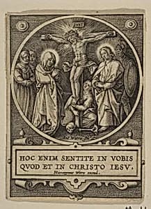 The Crucifixion (Round) (reverse copy) by Hieronymus (Jerome) Wierix|Albrecht Dürer