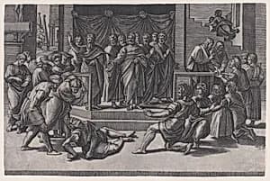 The Death of Ananias by Agostino Veneziano (Agostino dei Musi)|Raphael (Raffaello Sanzio or Santi)