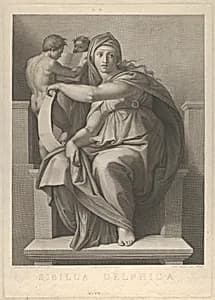 The Delphic Sibyl after the fresco by Michelangelo in the Sistine Chapel by Stephano Tofanelli|Michelangelo Buonarroti|Giovanni Volpato