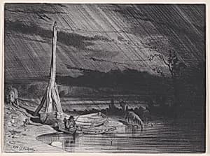 The Fisherman, Rainy Weather by Charles Jacque