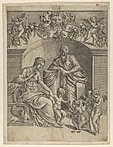 The Holy Family by Francesco Primaticcio|Jean Mignon