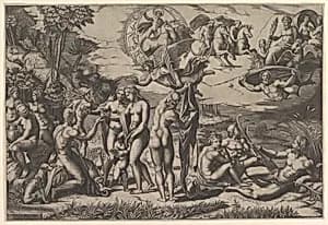 The Judgment of Paris by Marco Dente|Marcantonio Raimondi|Raphael (Raffaello Sanzio or Santi)