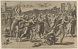 The Massacre of the Innocents by Marcantonio Raimondi|Raphael (Raffaello Sanzio or Santi)|Agostino Veneziano (Agostino dei Musi)