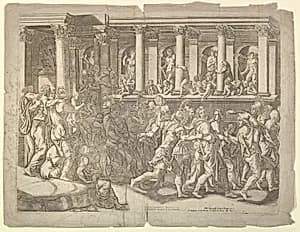 The Mocking of the Prisoners by Giorgio Ghisi|Giulio Romano|Nicolaus van Aelst|Giovanni Giacomo De Rossi