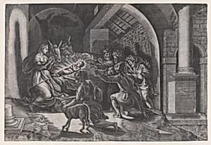 The Nativity by Agostino Veneziano (Agostino dei Musi)|Giulio Romano
