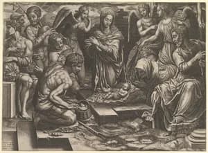 The Nativity by Giorgio Ghisi|Bronzino (Agnolo di Cosimo di Mariano)|Hieronymus Cock